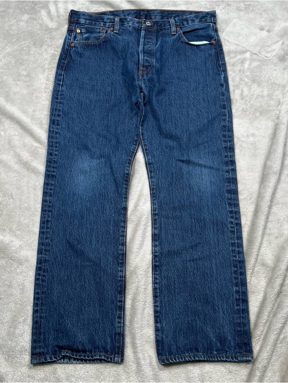 Levi's 501 Jeans Mens 35x29 Blue Straight Leg Button Fly Denim Dark Wash